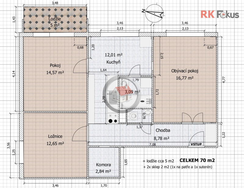 Prodej zrekonstruovaného bytu 3+1, Energetiků, Třebíč