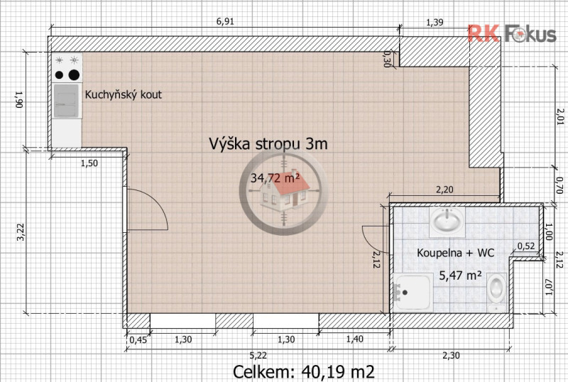 Pronájem bytu 1+kk, Moravské Budějovice