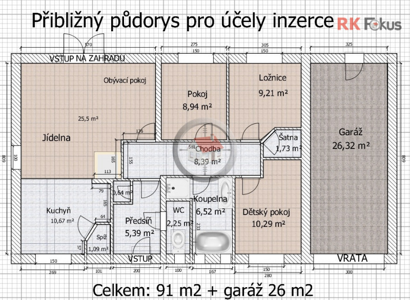 Prodej zděného bungalovu 4+kk s garáží a zahrádkou v obci Studenec, okres Třebíč