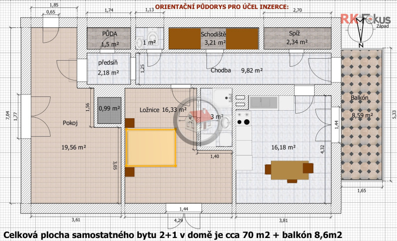 Pronájem bytu v RD 2+1 Číhalín, okres Třebíč