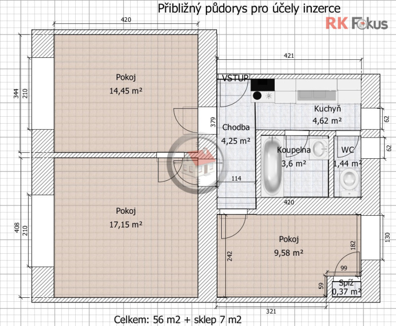 Prodej bytu 2+1 Dolní Rožínka, okres Žďár nad Sázavou