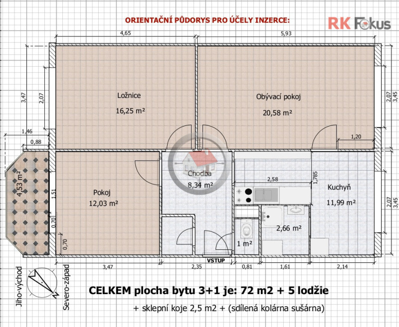 Pronájem bytu 3+1, 73 m², ul. Čeloudova, Třebíč