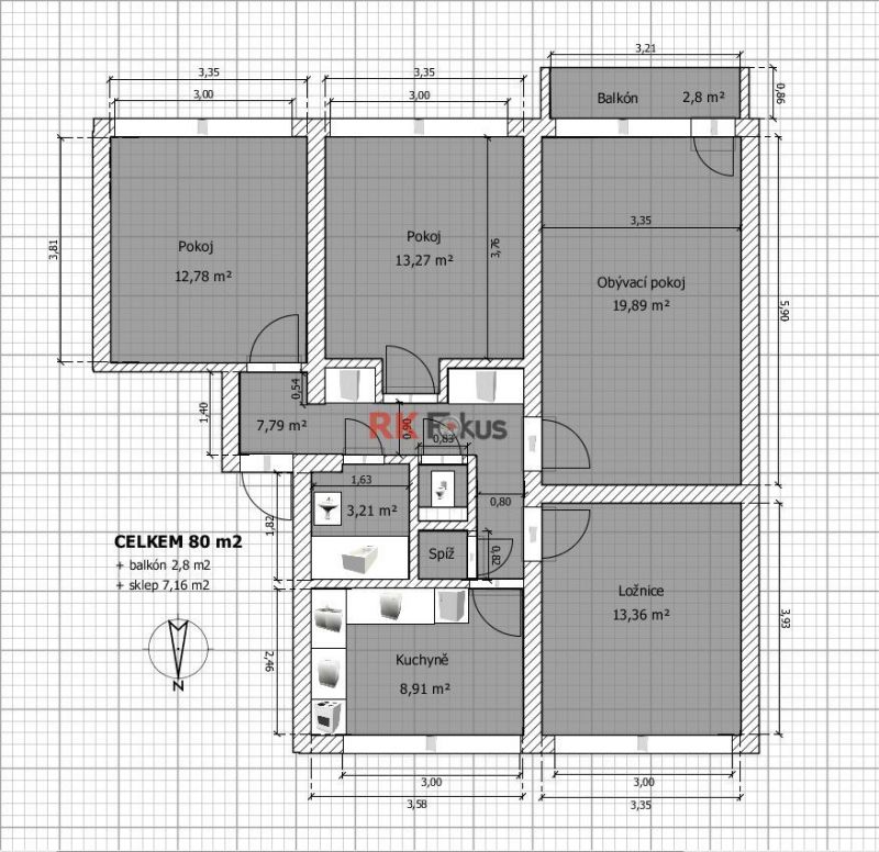 Prodej cihlového bytu 4+1 s lodžií a garáží, Nové Město, Třebíč