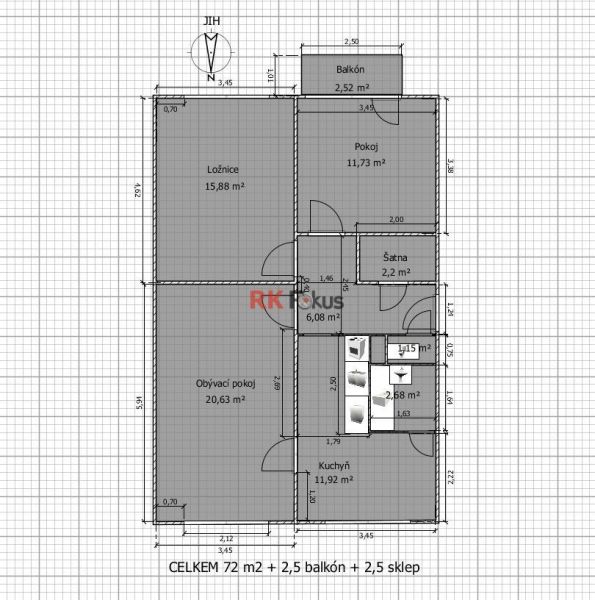 Prodej bytu 3+1 v OV s balkonem, Horka-Domky, Třebíč