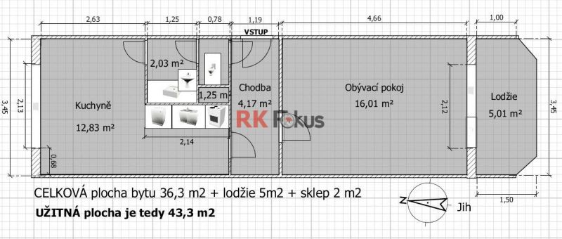 Prodej bytu 1+1 v OV s lodžií v Nových Dvorech, Třebíč