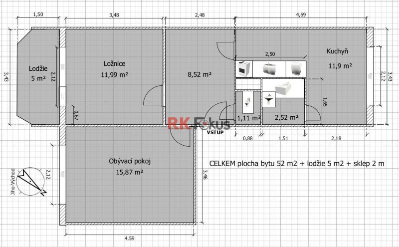 Prodej bytu 2+1 s lodžií v OV, Nové Dvory