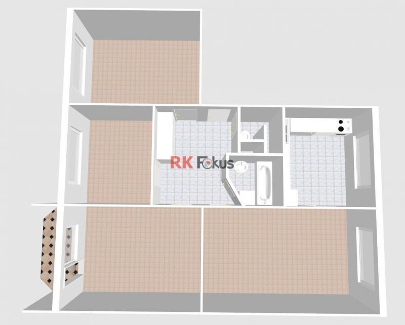 Prodej bytu 4+1 s balkonem, Třebíč-Borovina