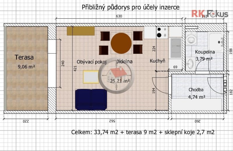 Pronájem bytu 1+kk, Modřínová, Třebíč